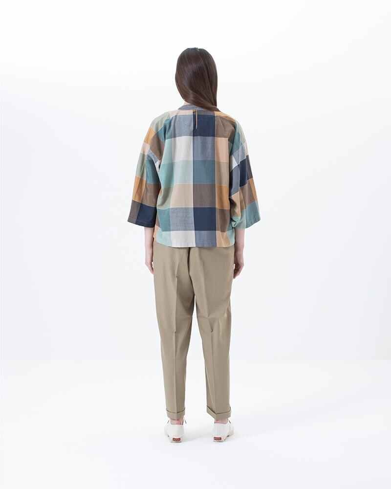 KIMONO BLOUSE CHECK BLUE - 3