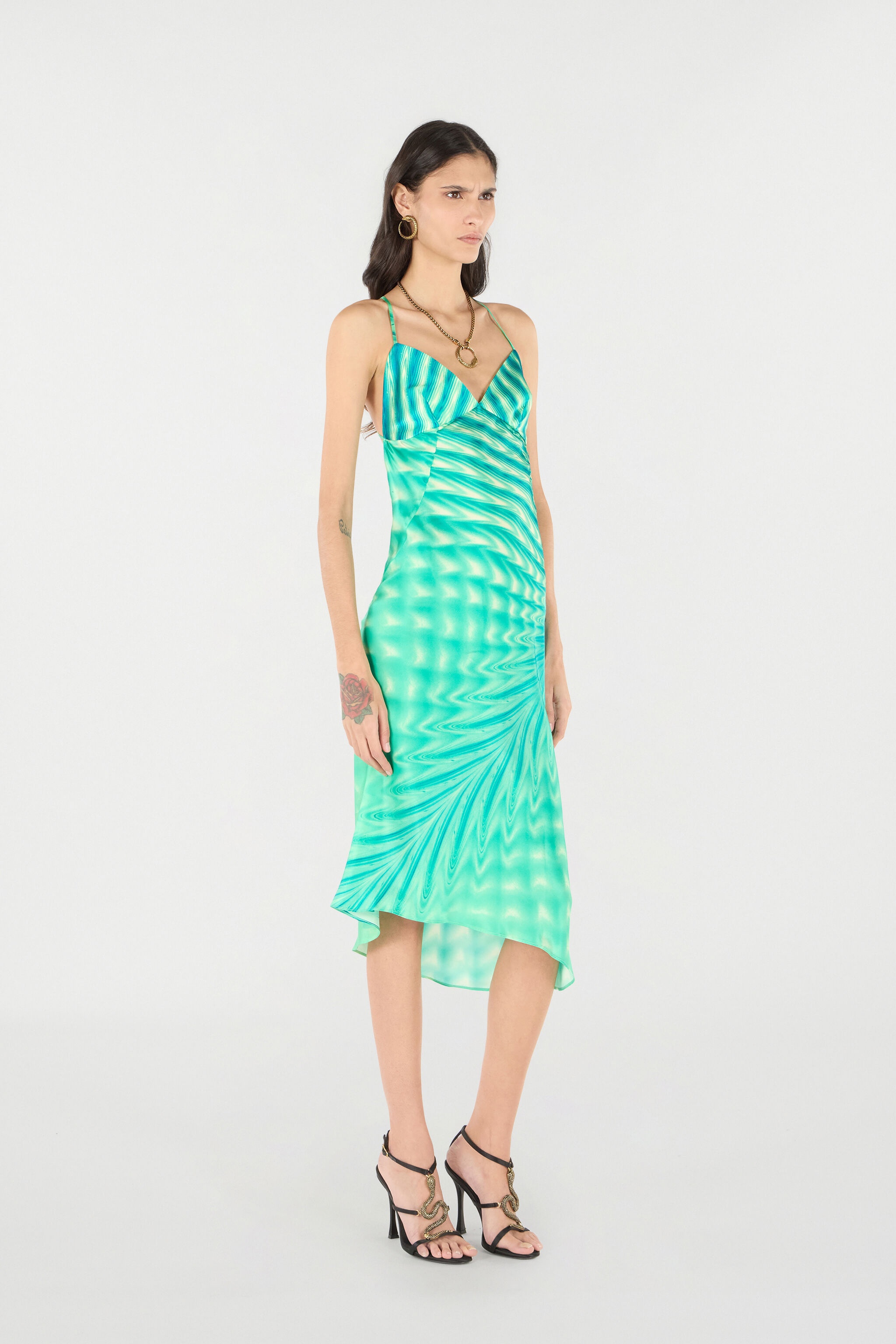 Asymmetric Dress With All-Over Print - 3