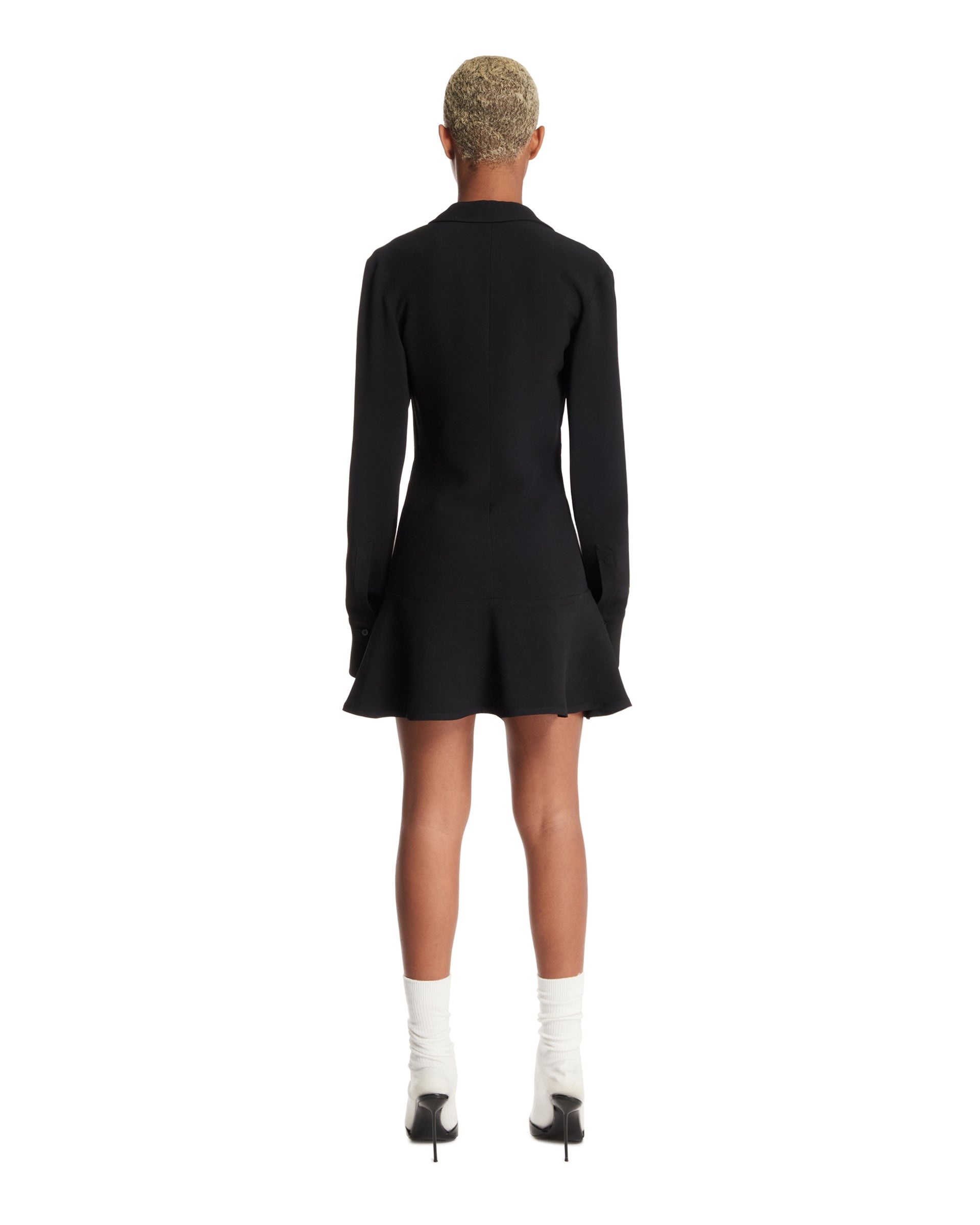 Black V-Neck Mini Dress - 3