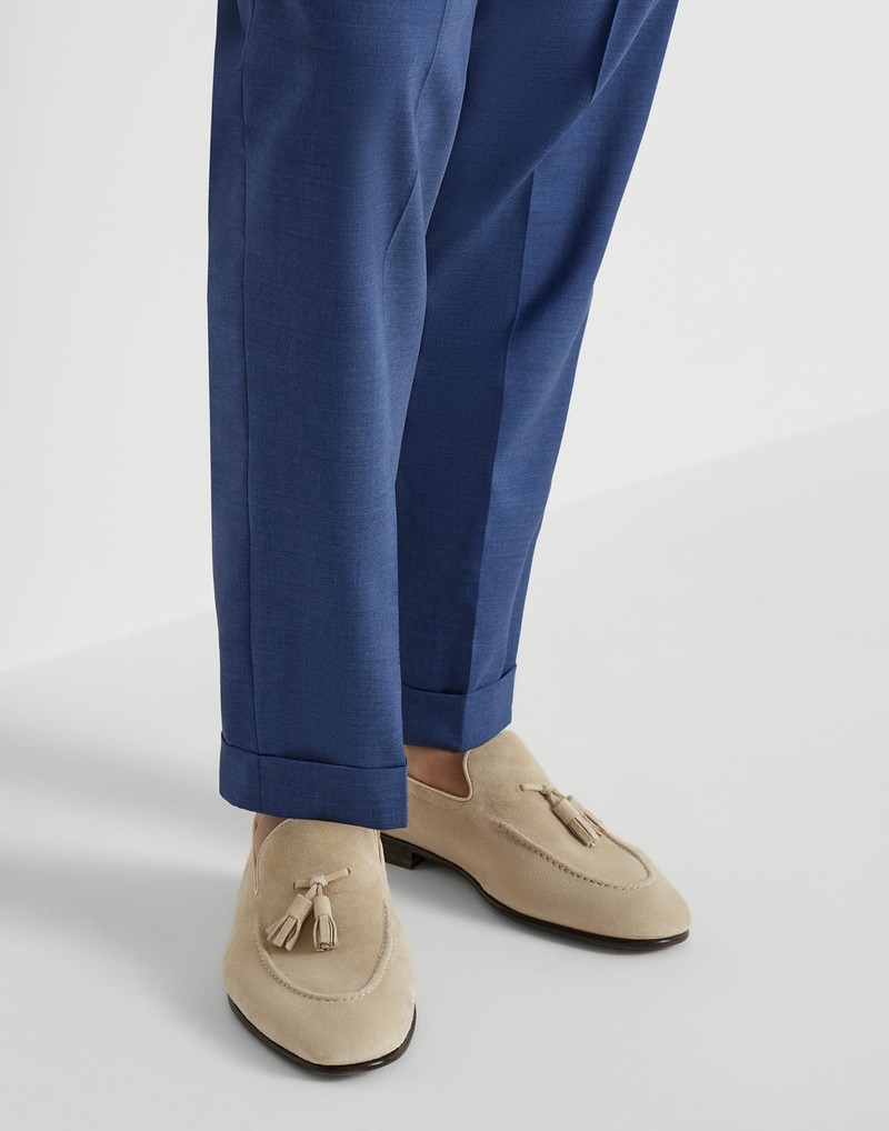 Suede soft loafers with tassels 5