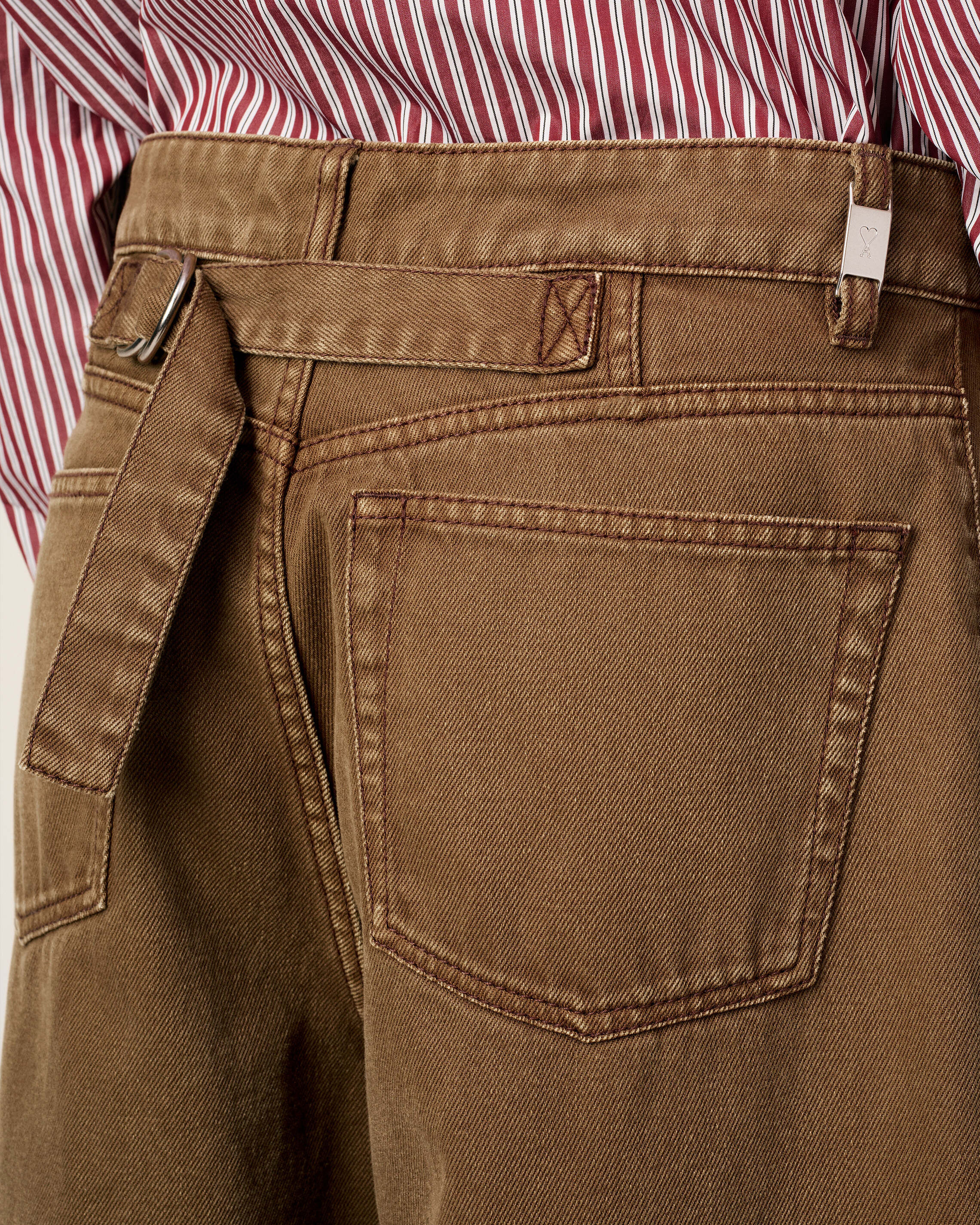 BROWN COTTON LONG BERMUDA SHORT - 5