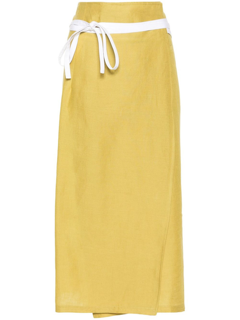 wraparound linen midi skirt 1