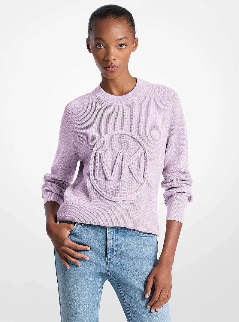 Braided Logo Cotton Blend Sweater - 1