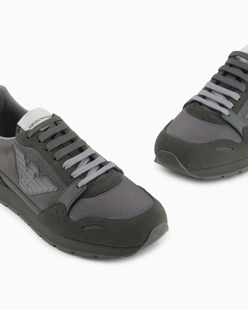 Mesh sneakers with suede details and eagle patch 5