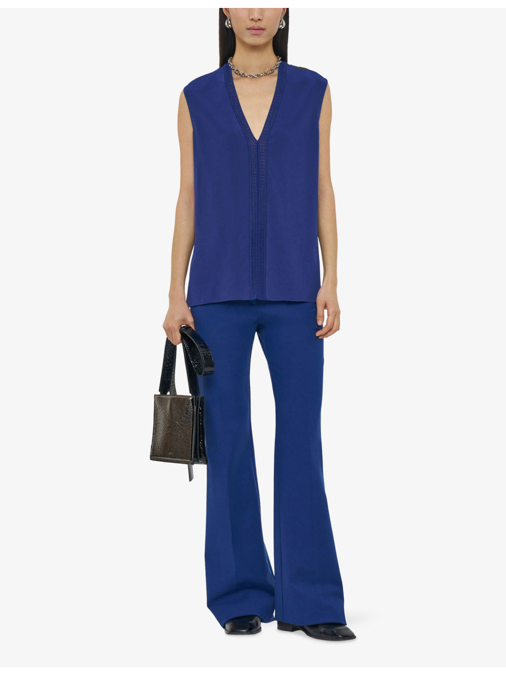 Louis Knitted-Trim Silk-Crepe Blouse - 2