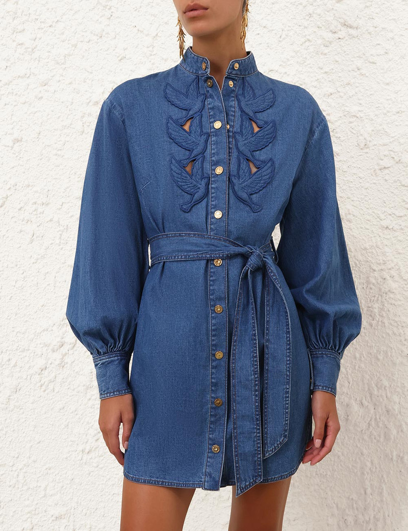 Zimmermann DENIM APPLIQUE MINI DRESS outlook