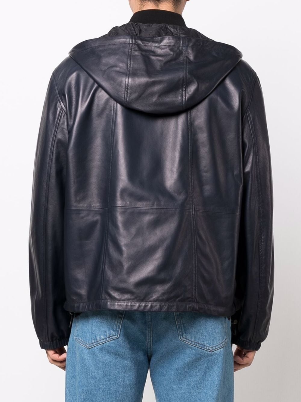 hooded leather jacket - 4