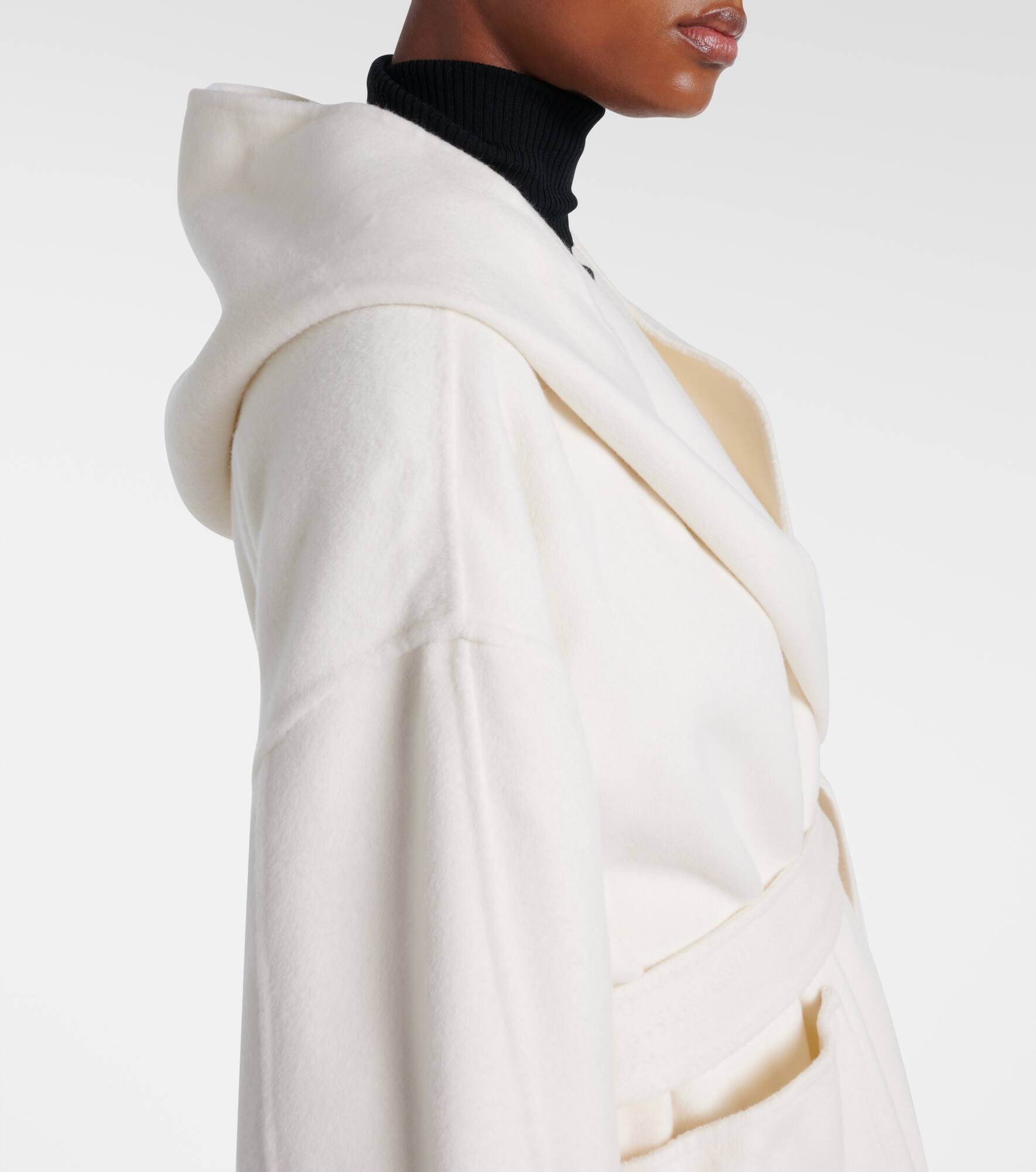 Hooded wool and cashmere coat - 5