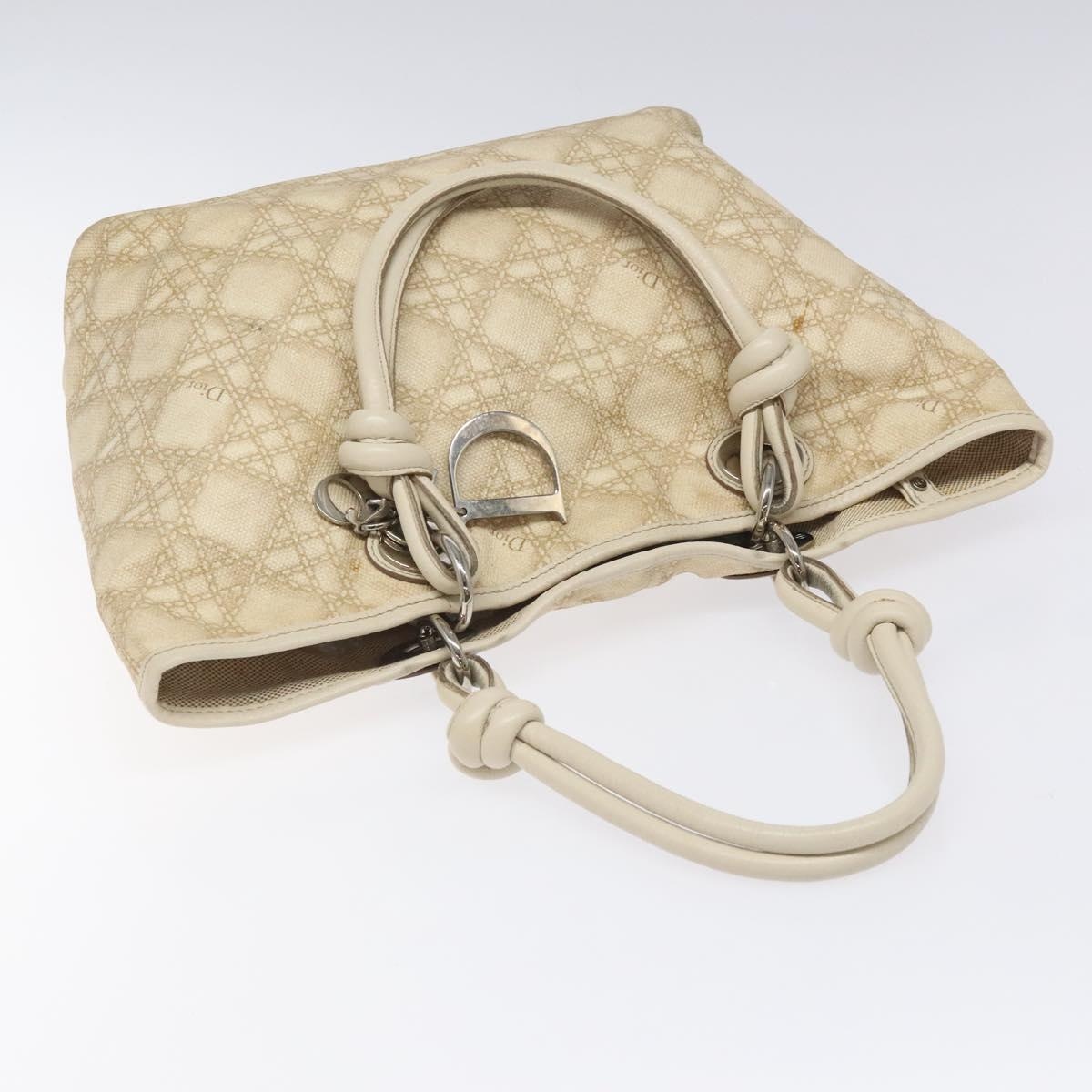 DIOR Canage Hand Bag Coated Canvas Beige Silver - 6
