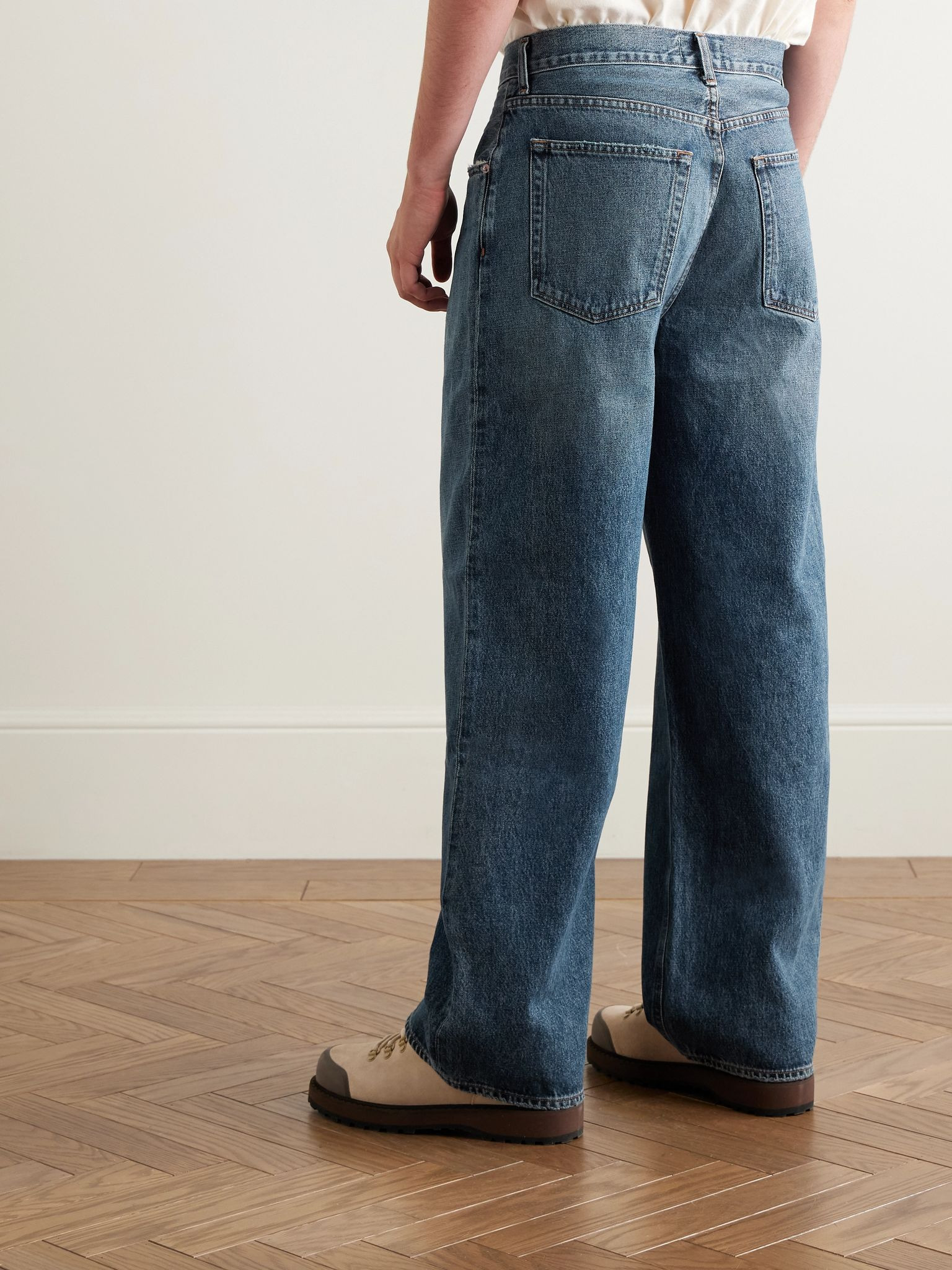 Benton Wide-Leg Pleated Jeans Blue - 4