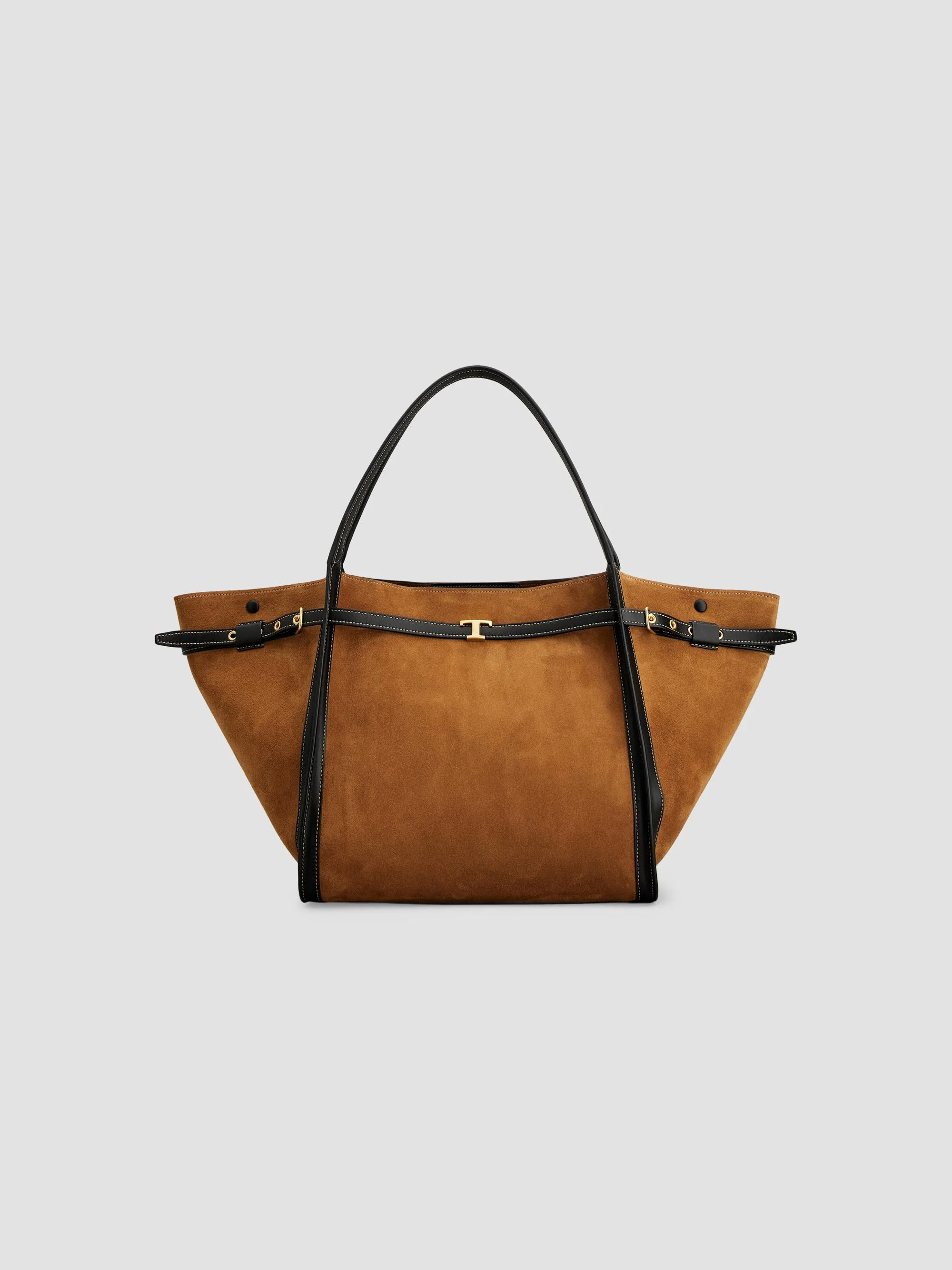 Women's Medium Suede Shopper Tote Bag - Terra Nero - 1