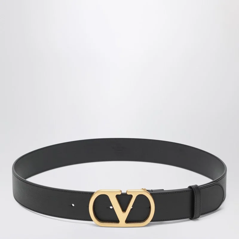 VLogo black/gold leather belt - 1