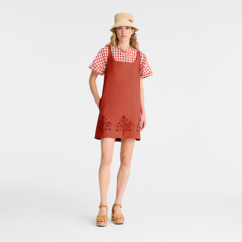 Longchamp Dress Tomato - Embroidered canvas outlook
