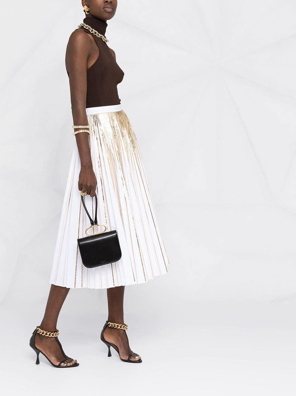 metallic-effect pleated skirt - 4