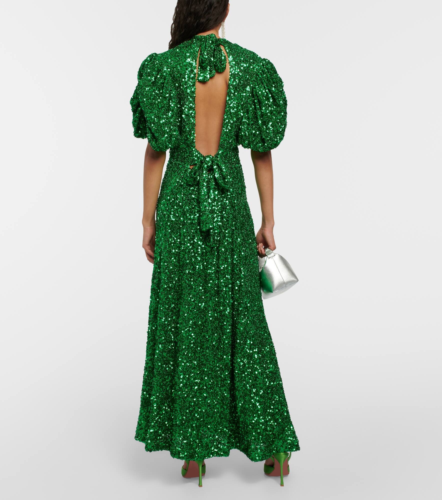 Embellished puff-sleeve maxi dress - 3