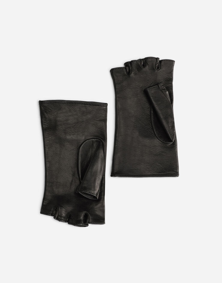 Nappa leather gloves with DG logo and pearls - 3