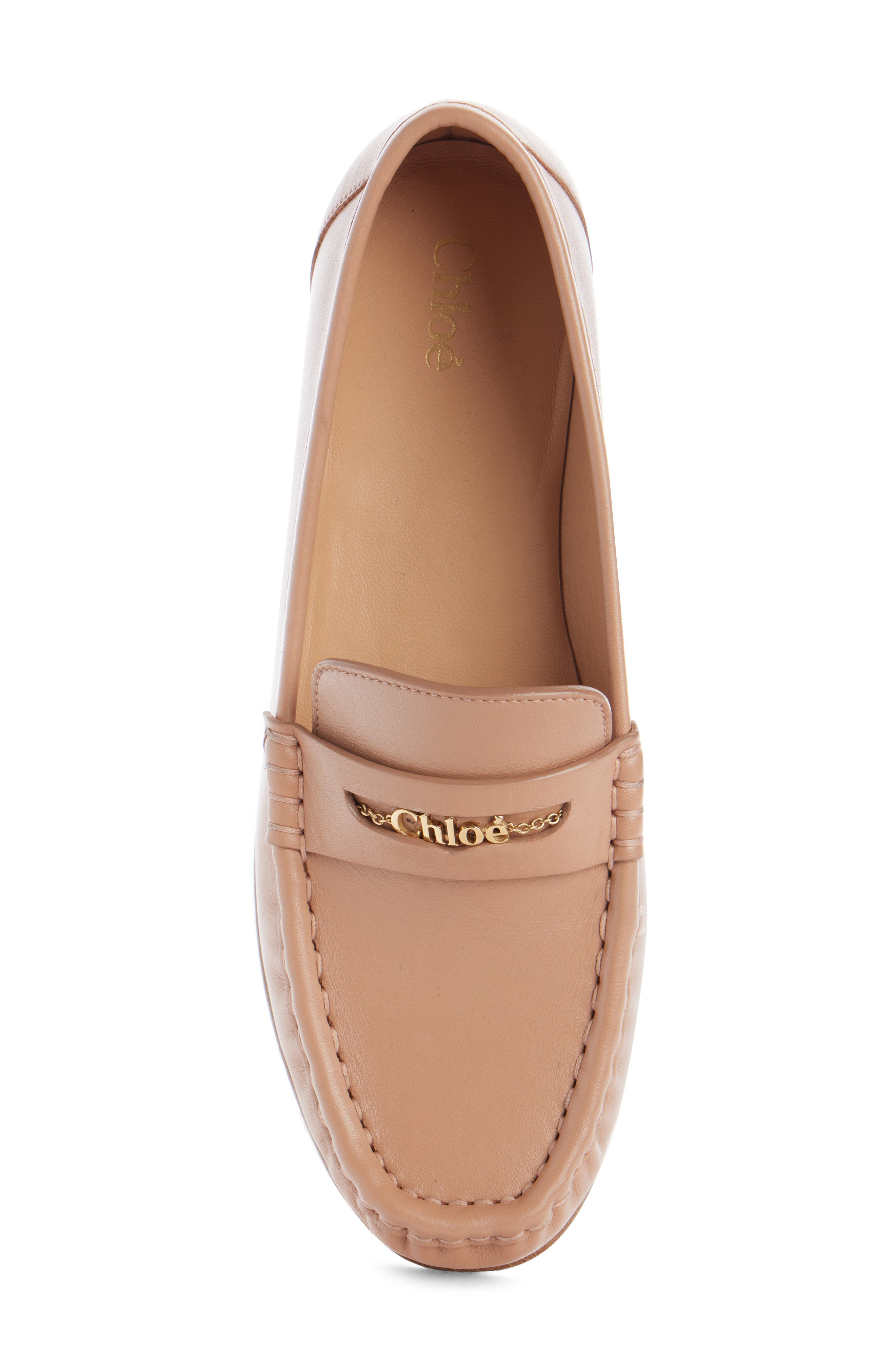 Chloé Logo Penny Loafer in Tan Rose at Nordstrom - 4