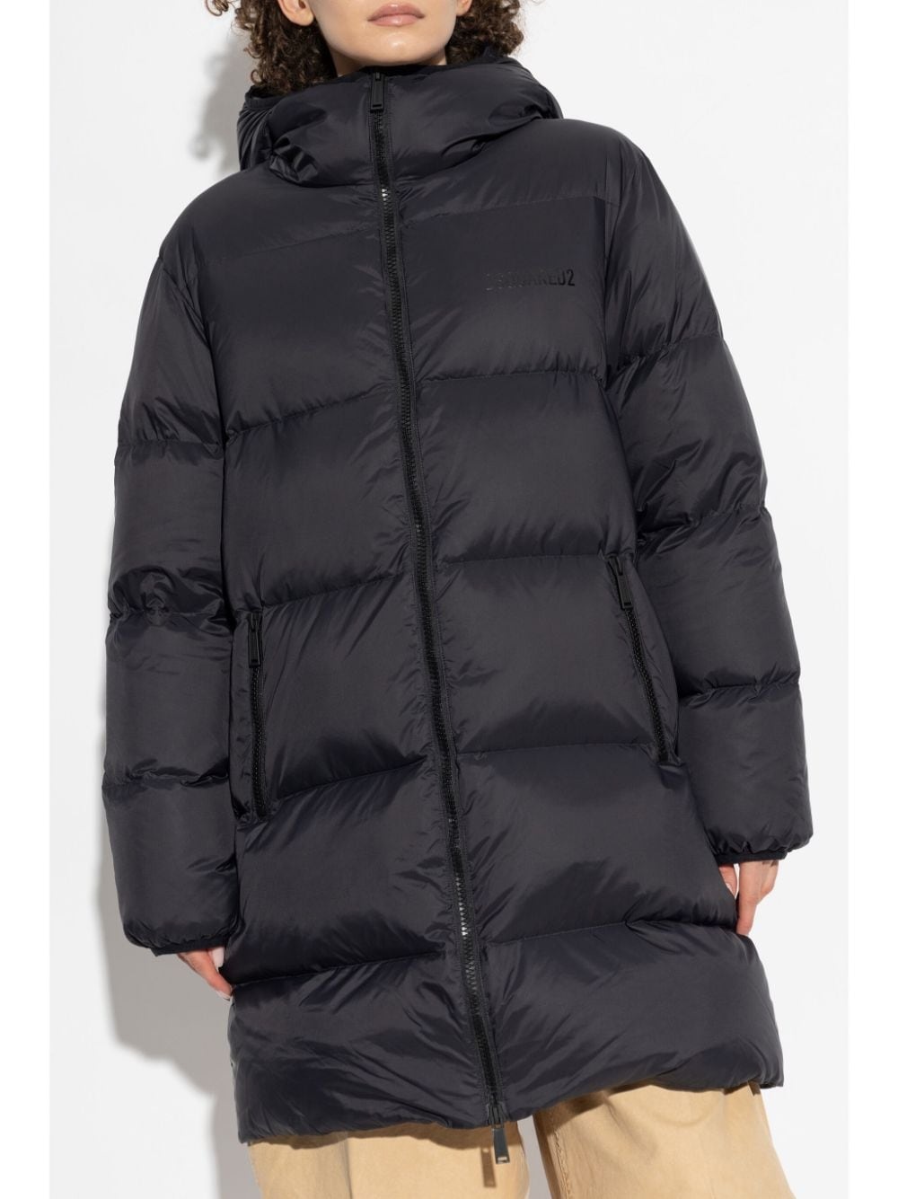 logo-print padded coat - 3