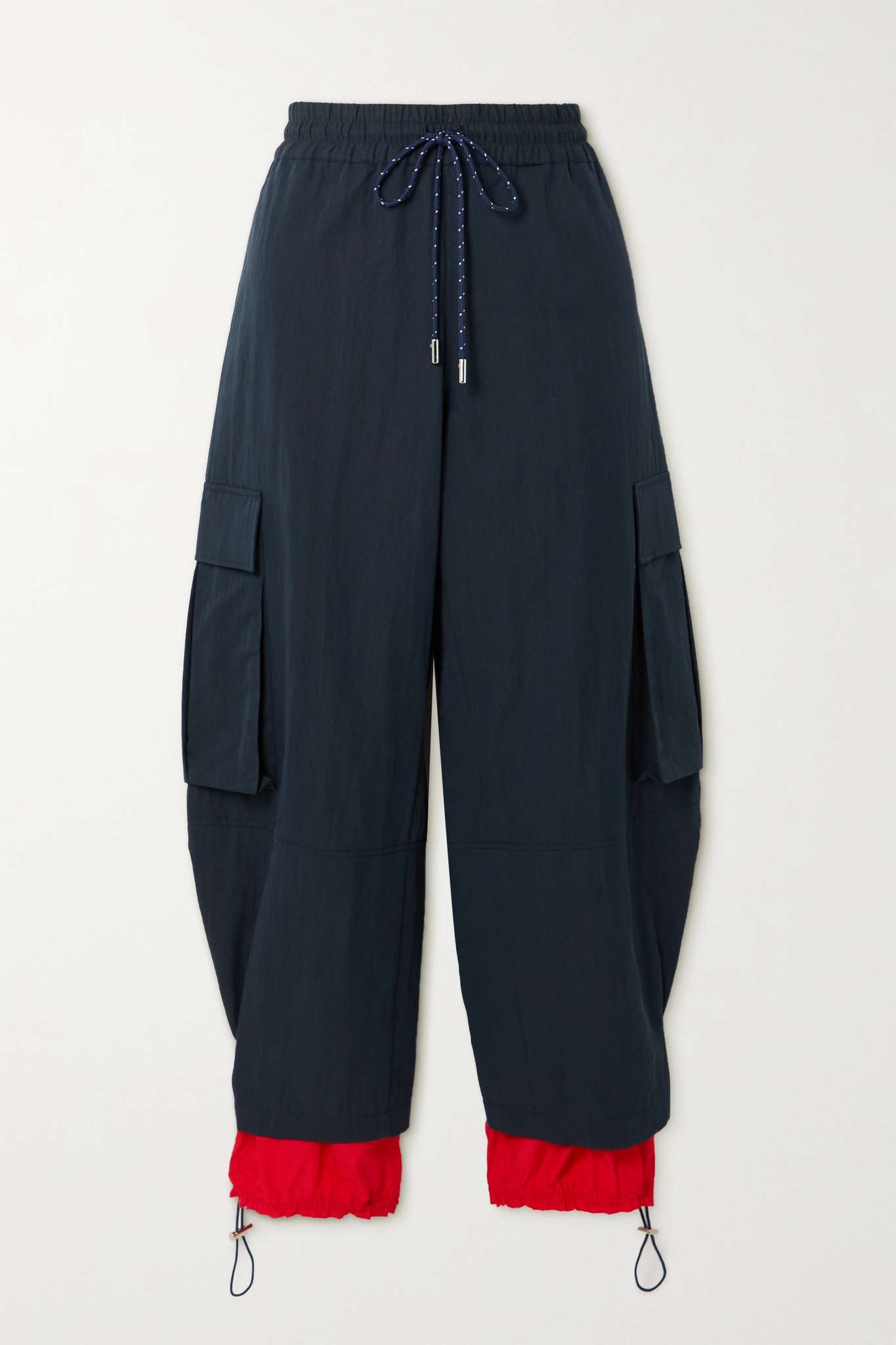 Embroidered twill and shell track pants - 1