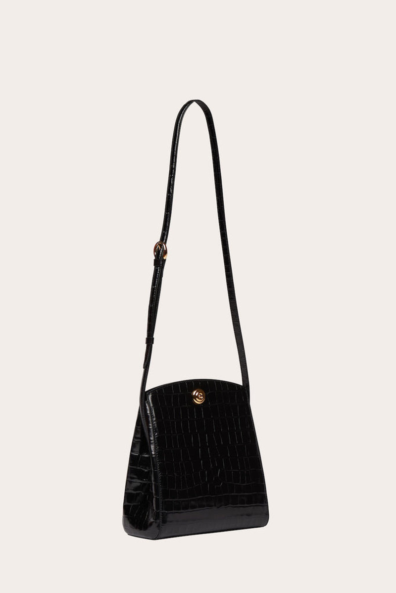 PUSHLOCK CROSSBODY BAG BLACK CROC 3