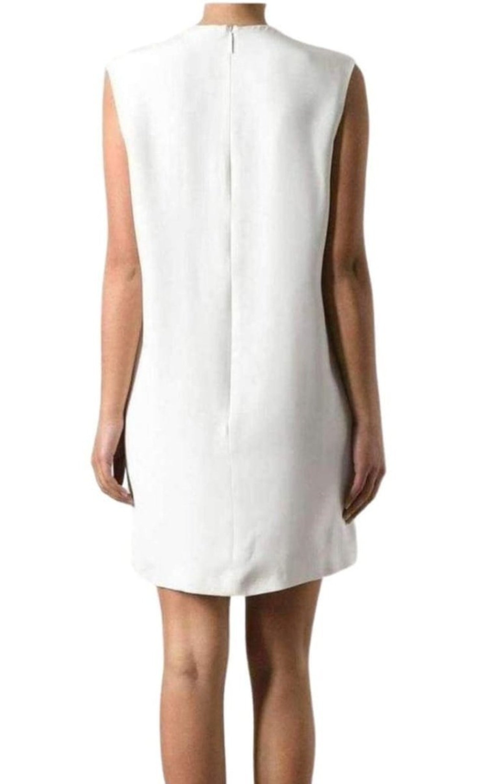 White Silk Botanical Diagram Dress - 4