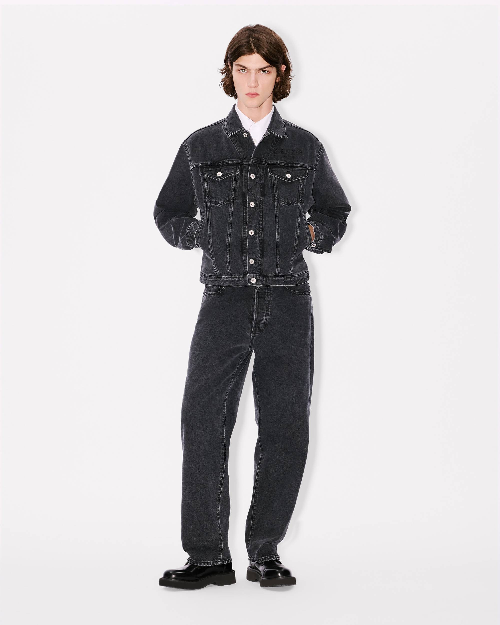 'Boke Flower' embroidered trucker jacket in japanese denim - 3