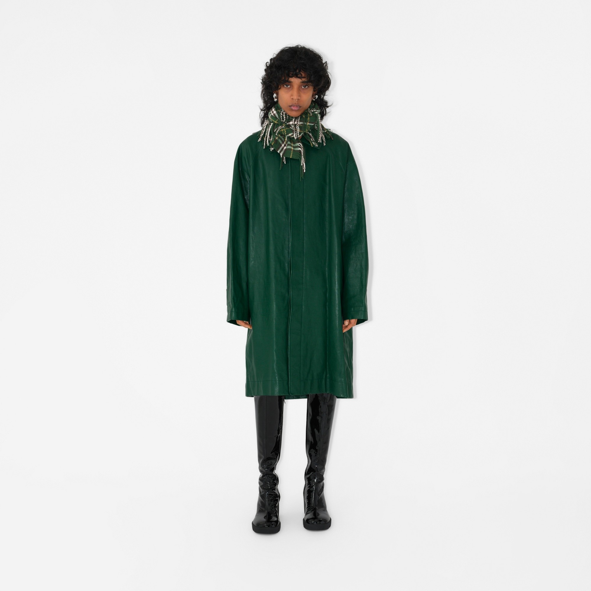 Long Leather Car Coat - 2