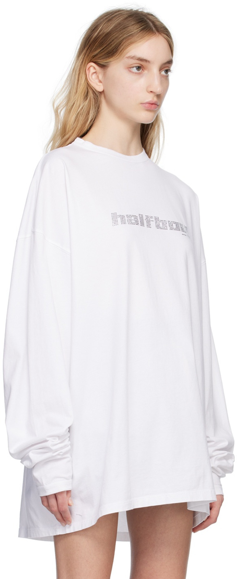 HALFBOY®️ White Crystal-Cut Long Sleeve T-Shirt outlook