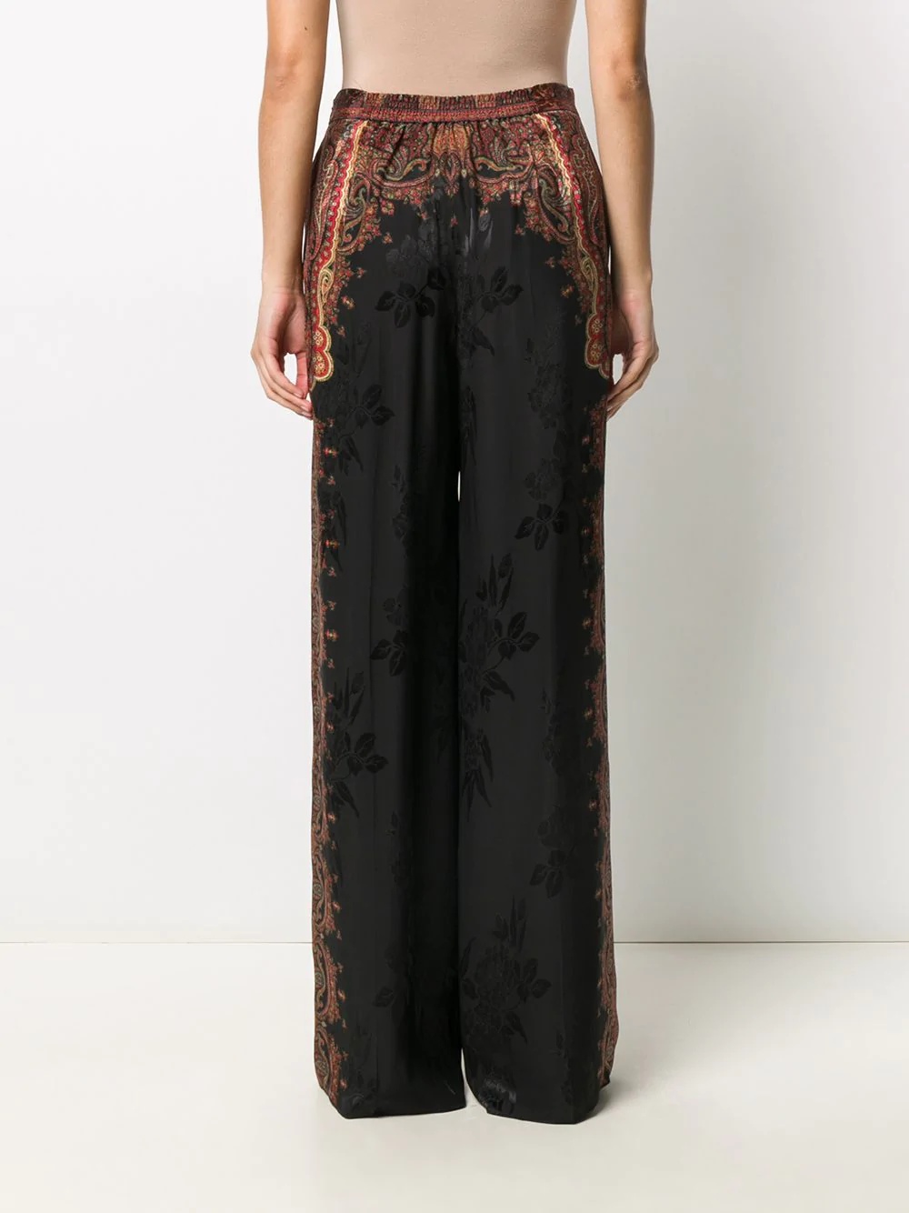 paisley-print jacquard palazzo trousers - 4