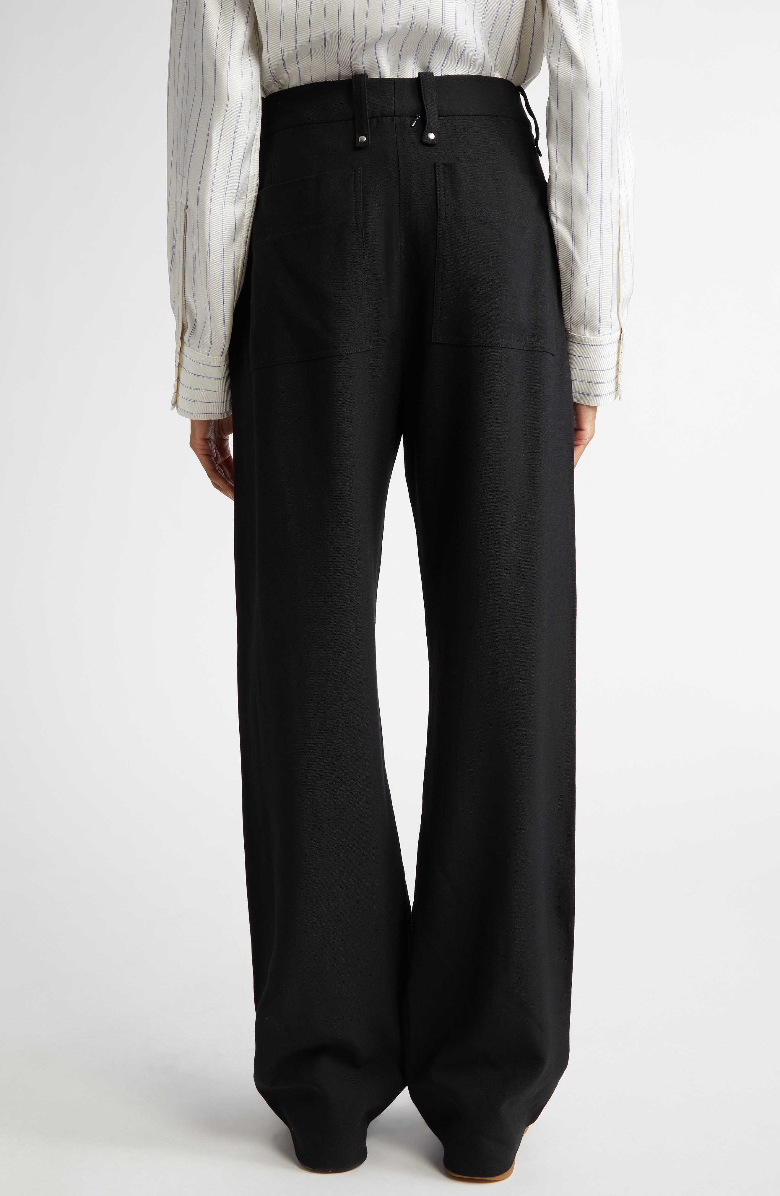 Proenza Schouler Weyes Crepe Straight Leg Pants in Black at Nordstrom - 3