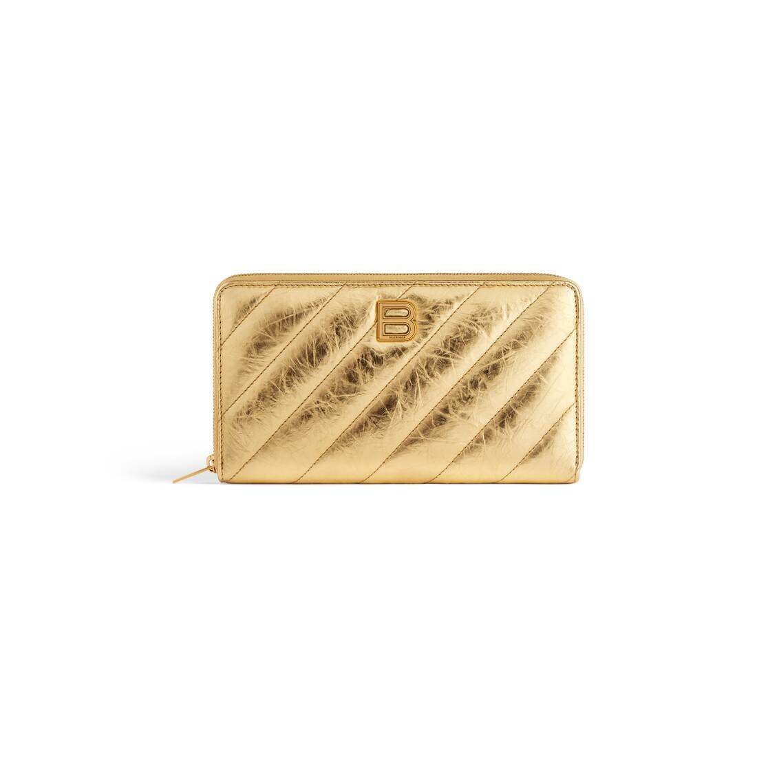Women's Crush Continental Wallet Metallized Quilted in Gold - 1