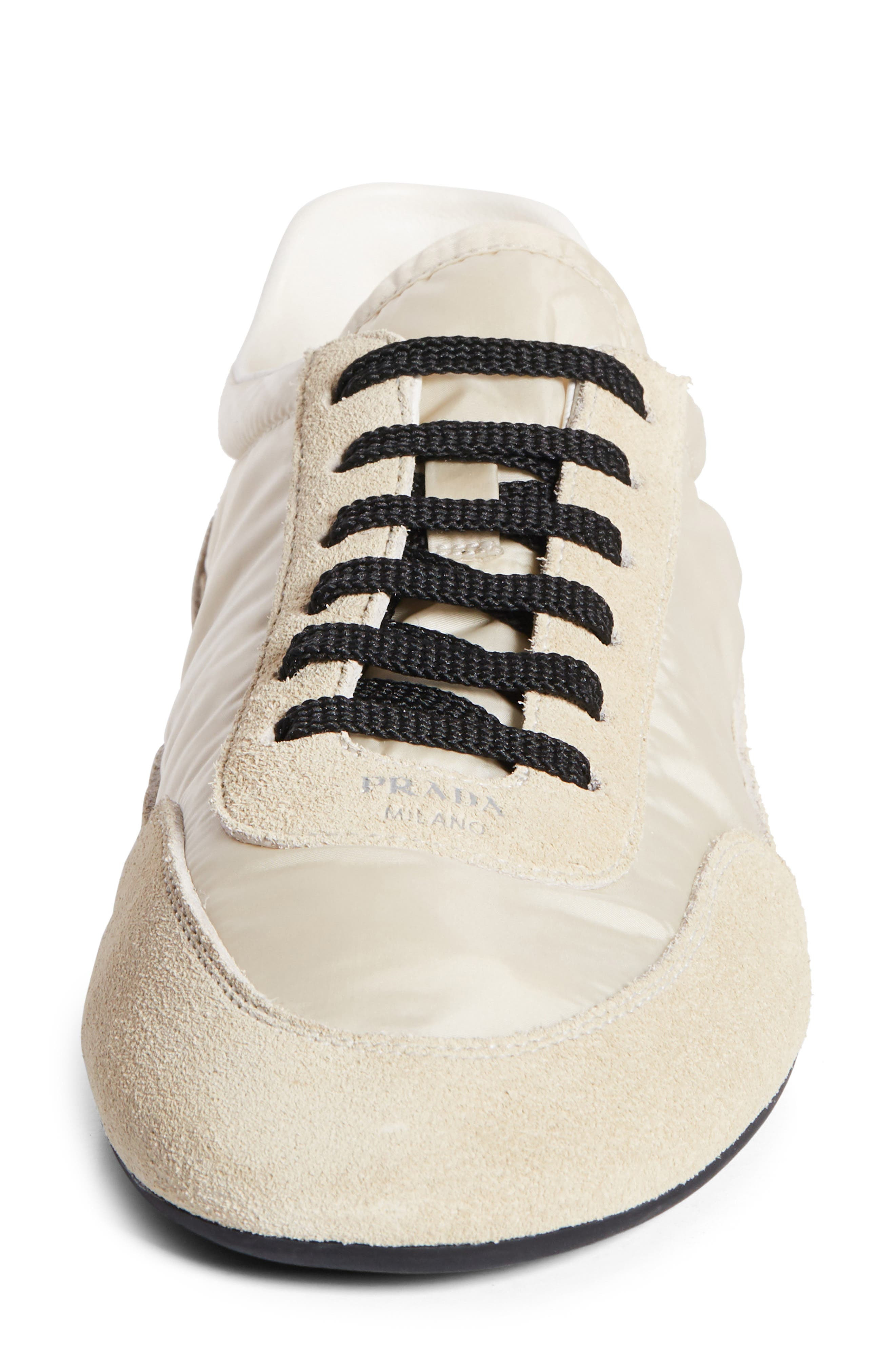 Prada Collapse Mixed Media Low Top Sneaker in Avorio at Nordstrom - 4