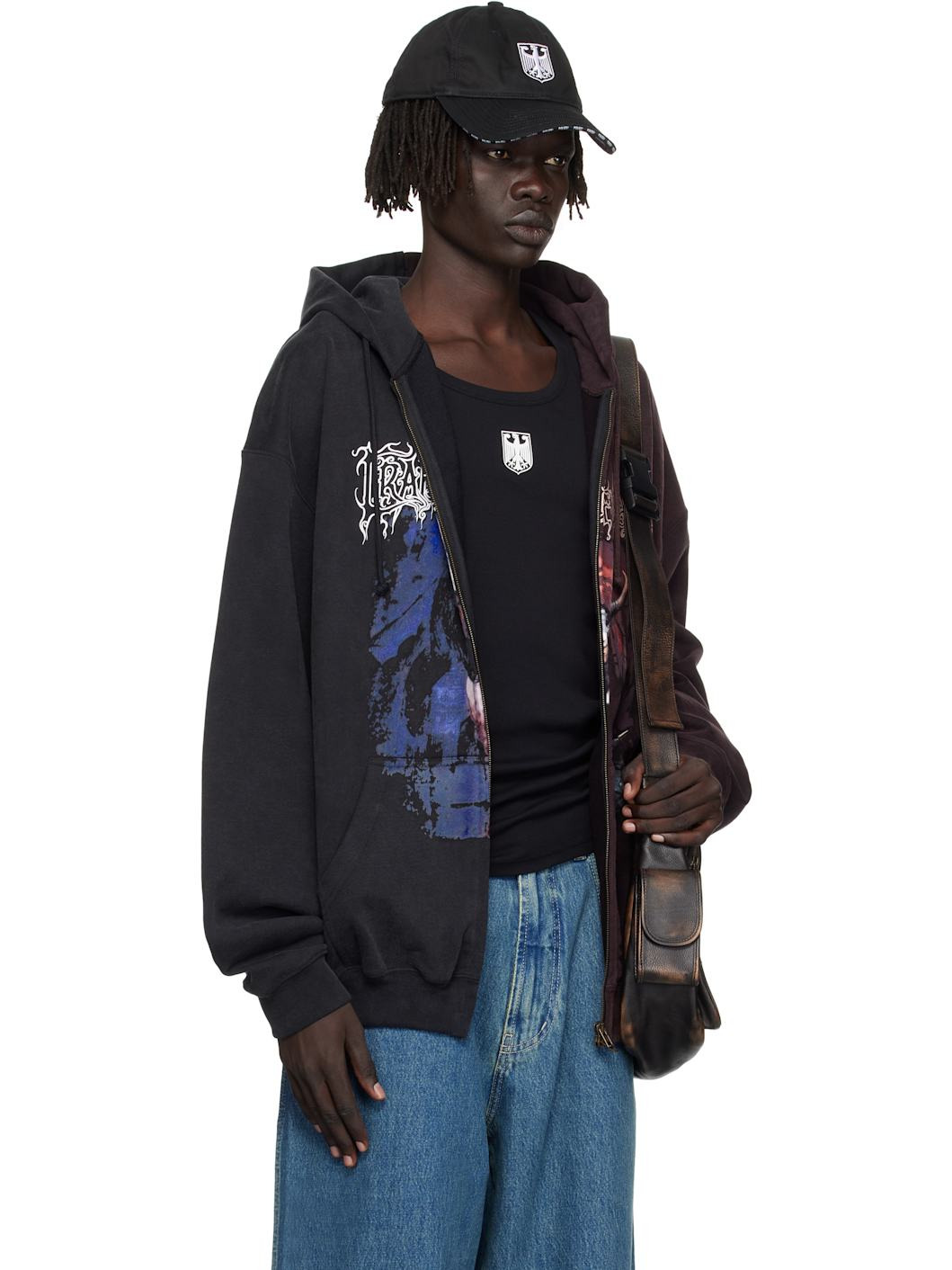Black & Burgundy Cradle of Filth Cut-Up Oversized Hoodie - 2