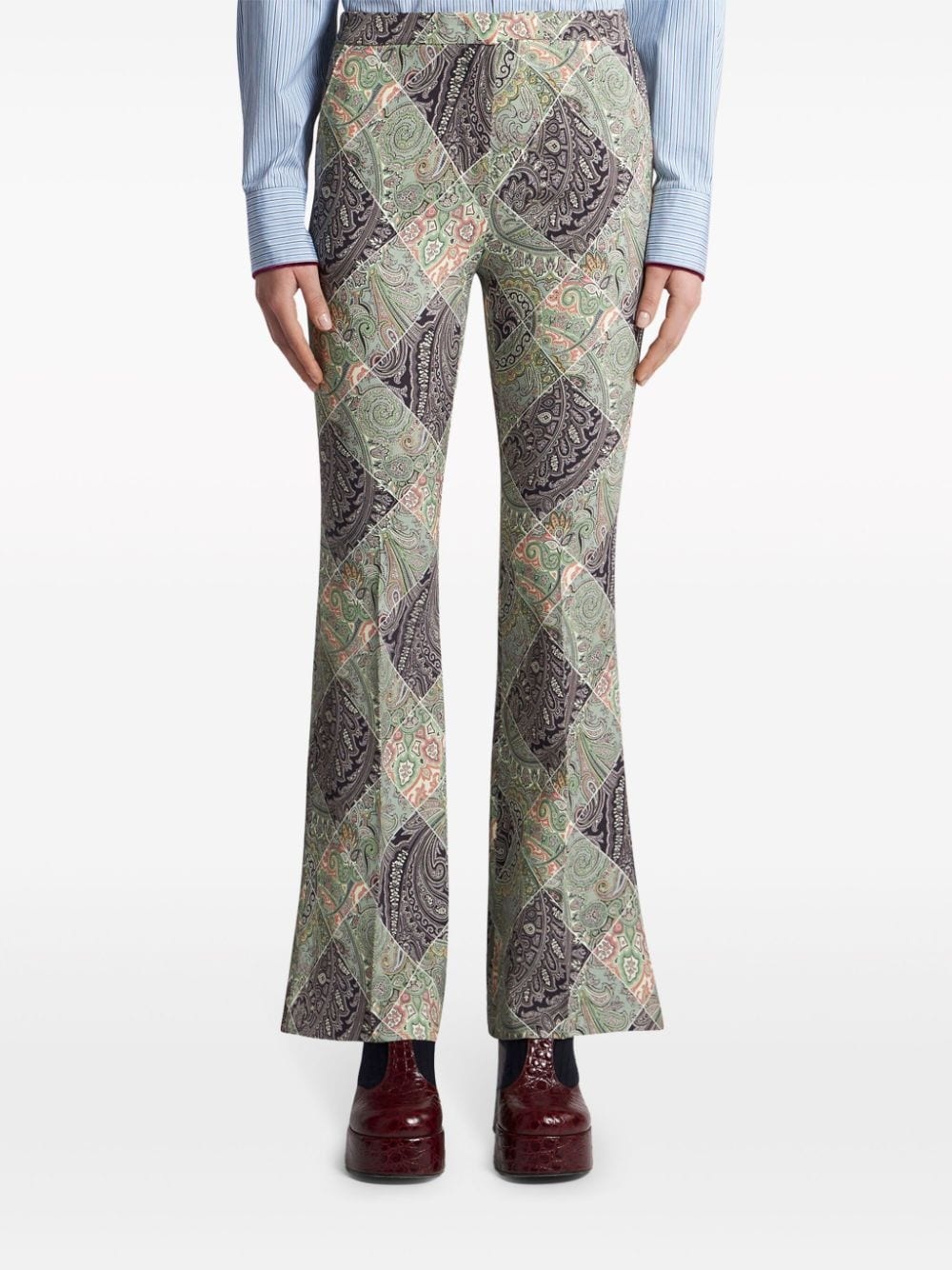 flared printed cady trousers - 3