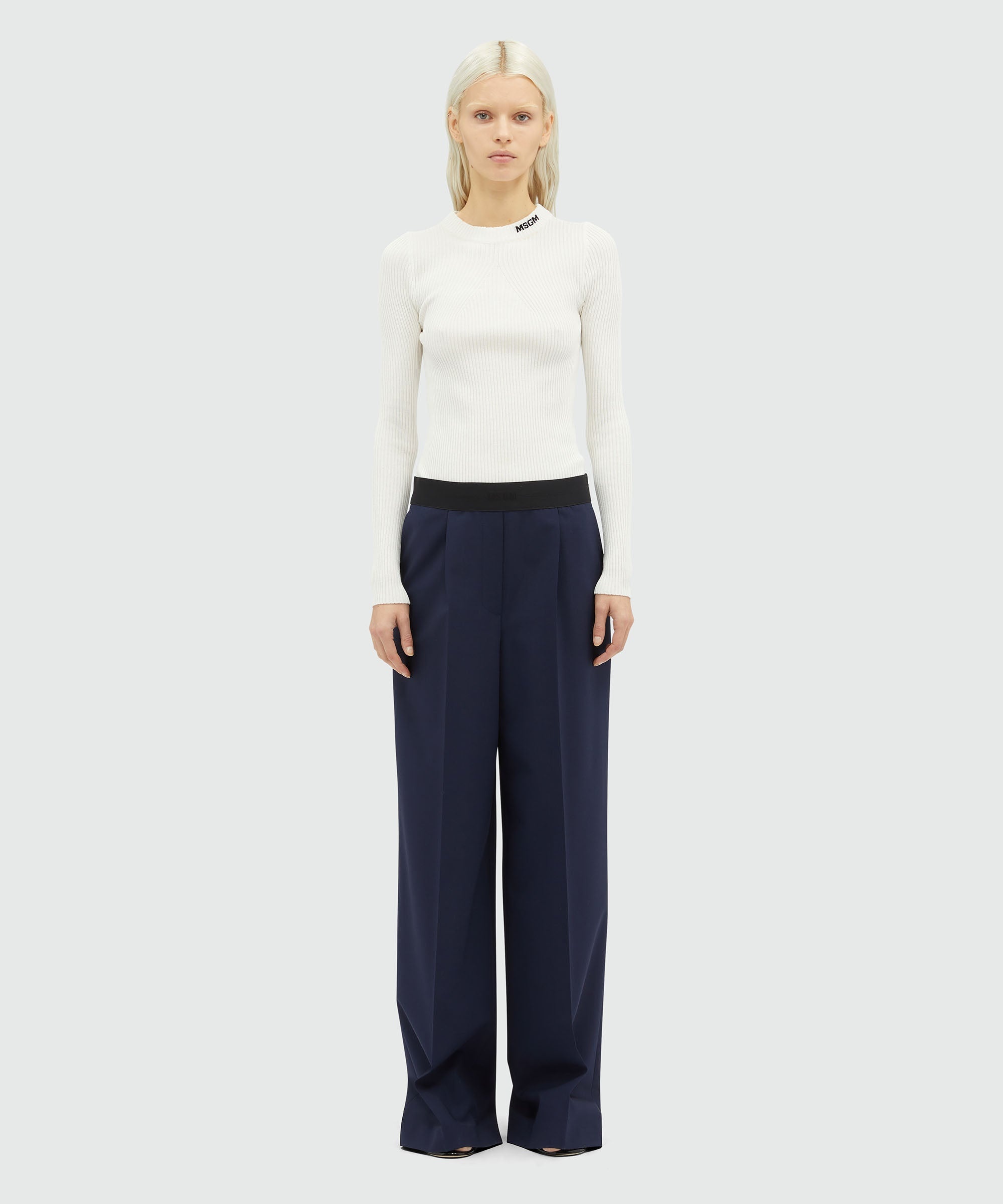 Wool palazzo pants with pleats - 2