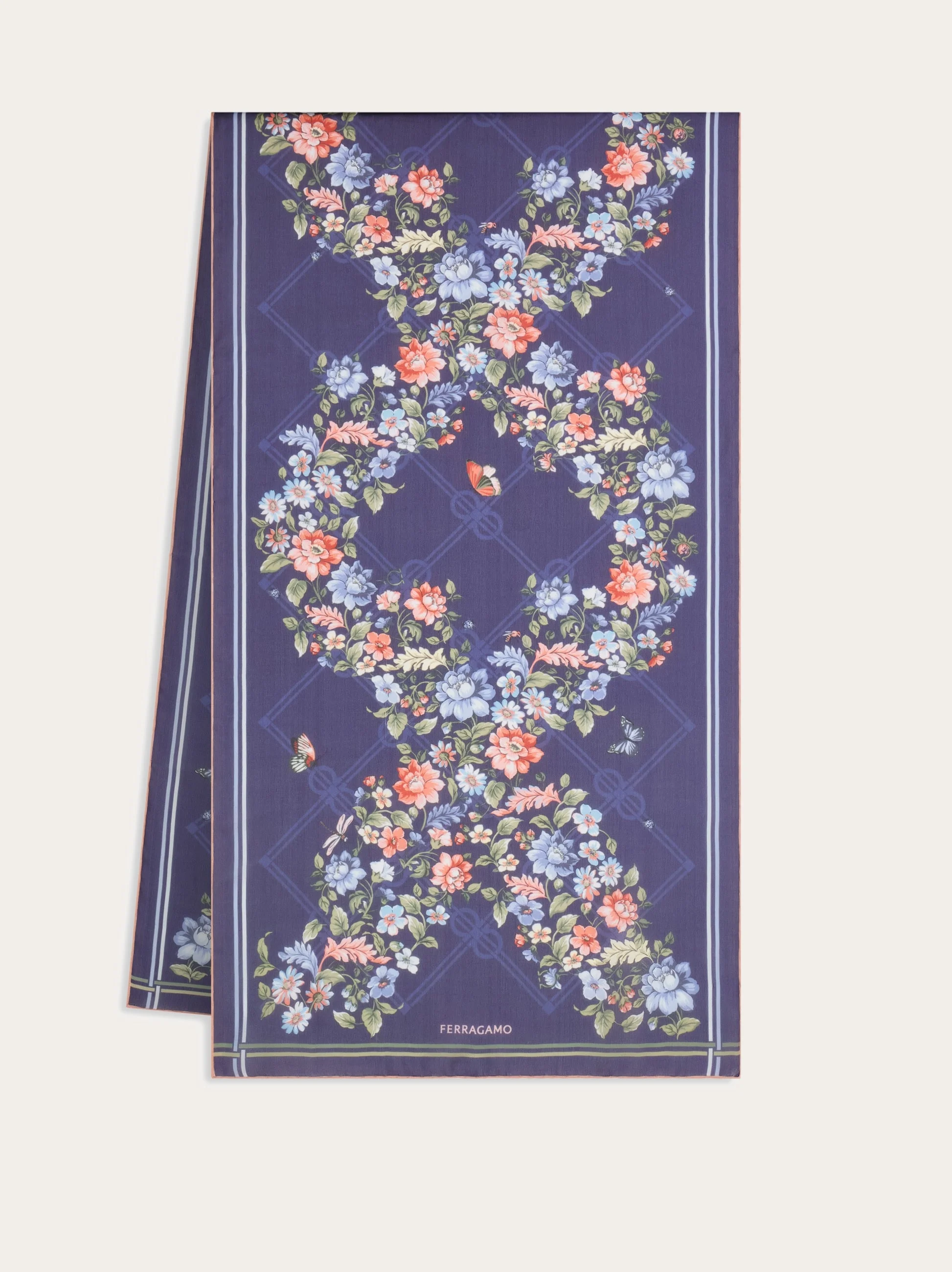 Ramages print silk scarf - 1