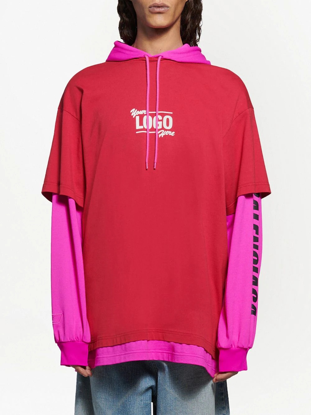 oversize layered T-shirt hoodie - 3