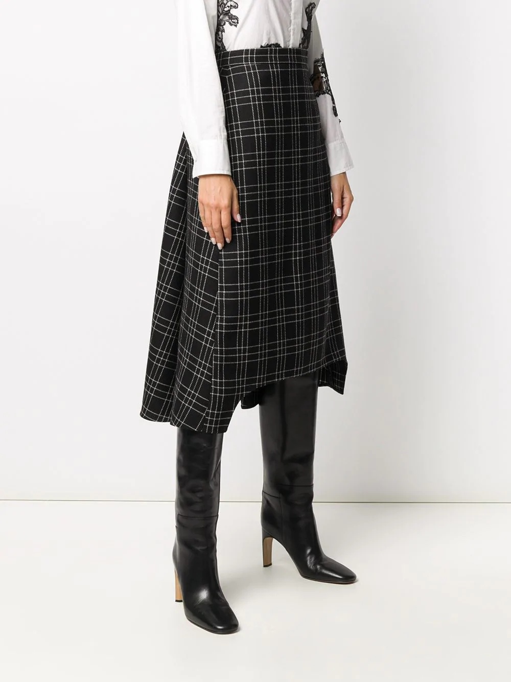 checked A-line skirt - 3