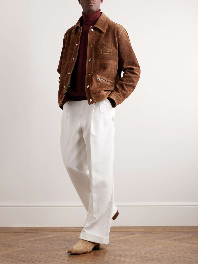 Etro Logo-Embroidered Suede Jacket outlook