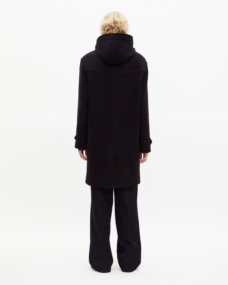 LONG BLACK WOOL COAT WITH BRANDENBURG CLOSURE 4