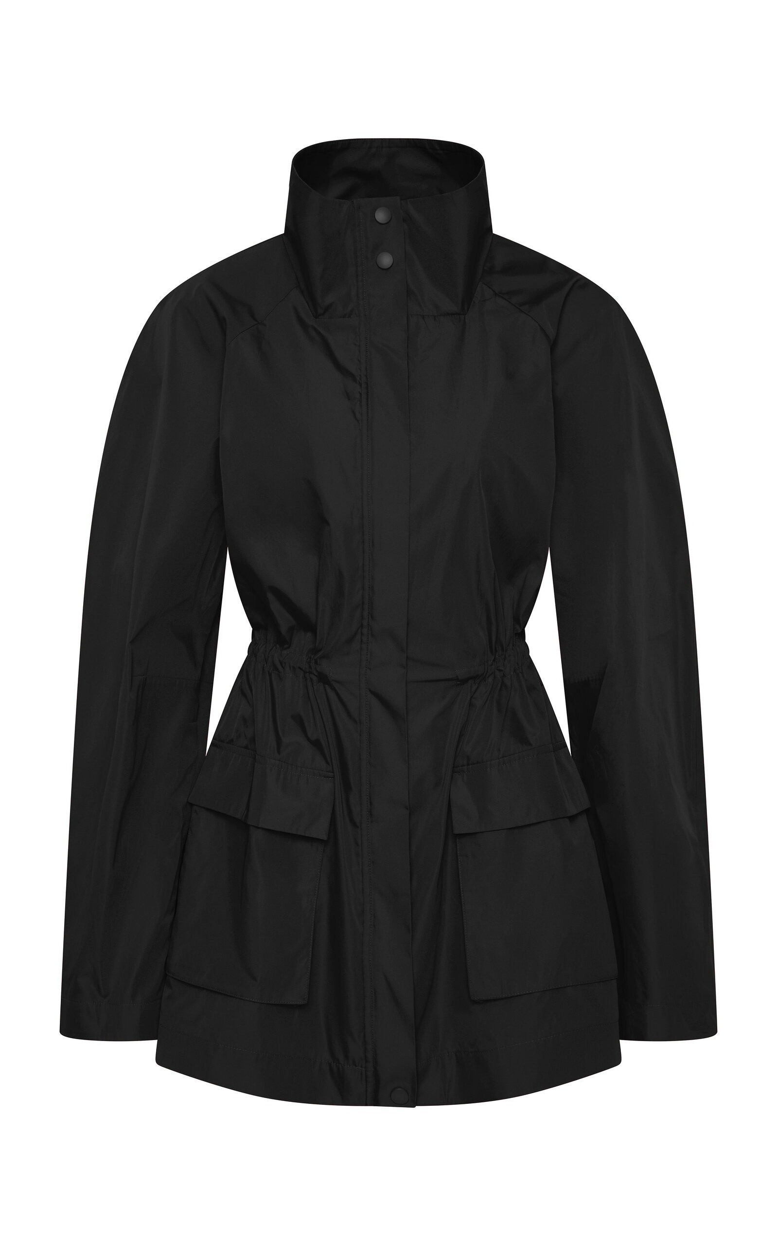 Stand Collar Paper Taffeta Parka black - 1
