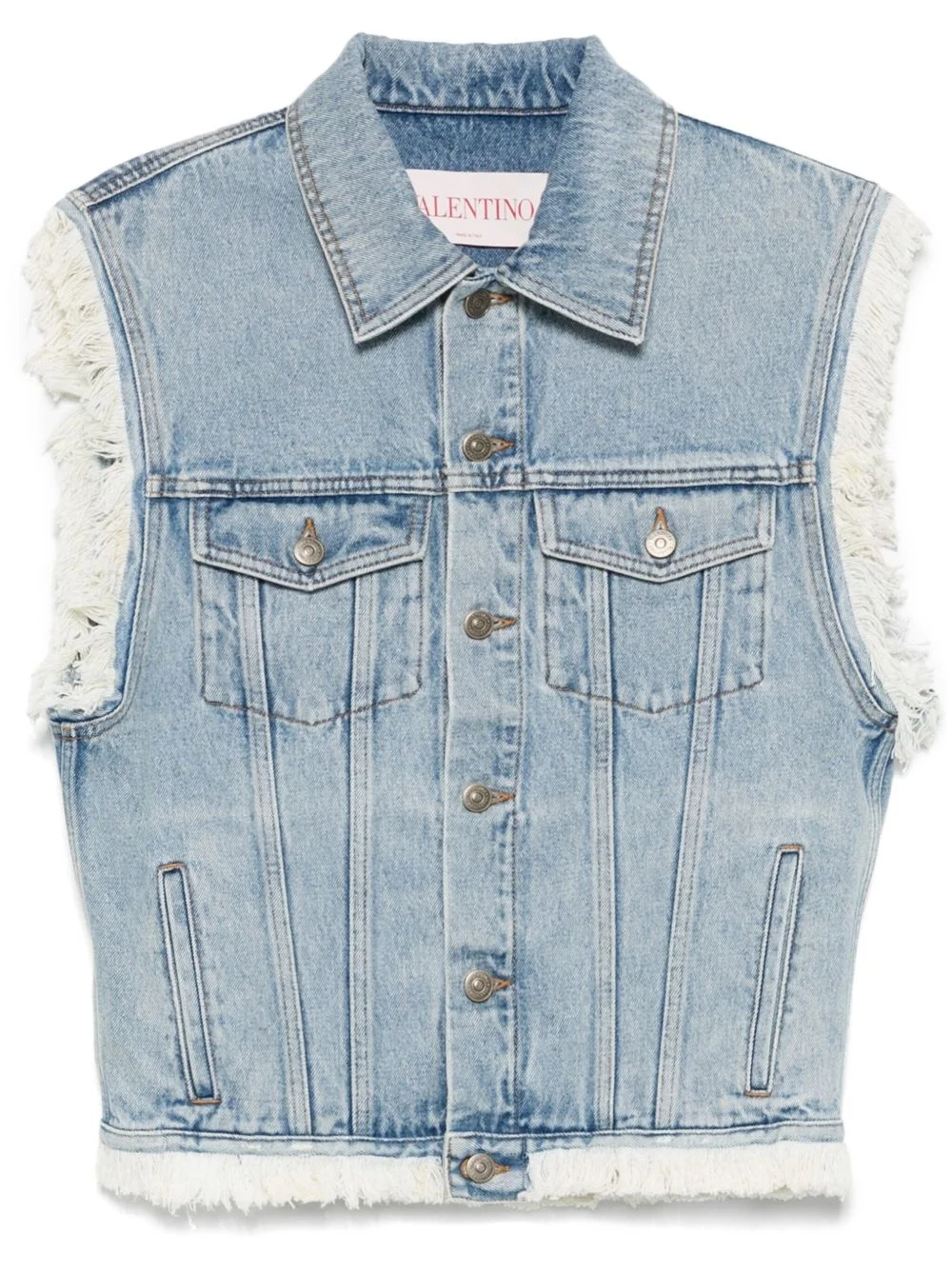 frayed-edge denim gilet - 1