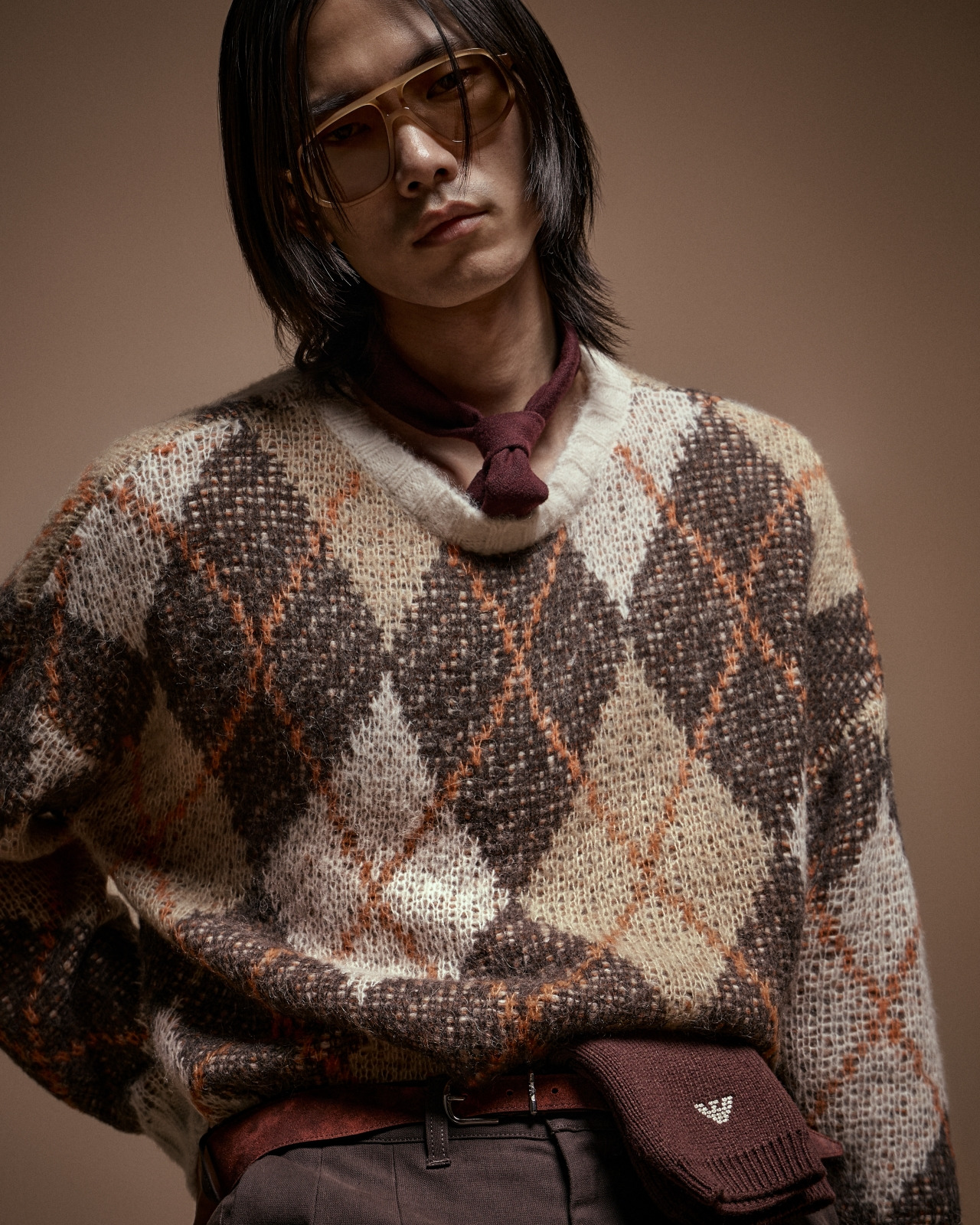NEW YORK CAPSULE COLLECTION OVERSIZED JUMPER IN A JACQUARD WOOL BLEND WITH AN ARGYLE MOTIF - 6