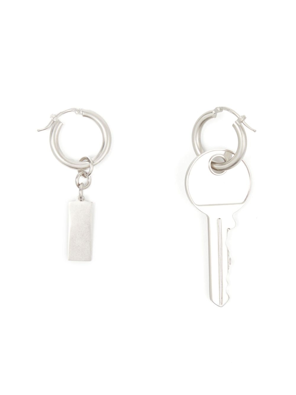 TAG AND KEY PENDANT HOOP DROP EARRINGS - 2