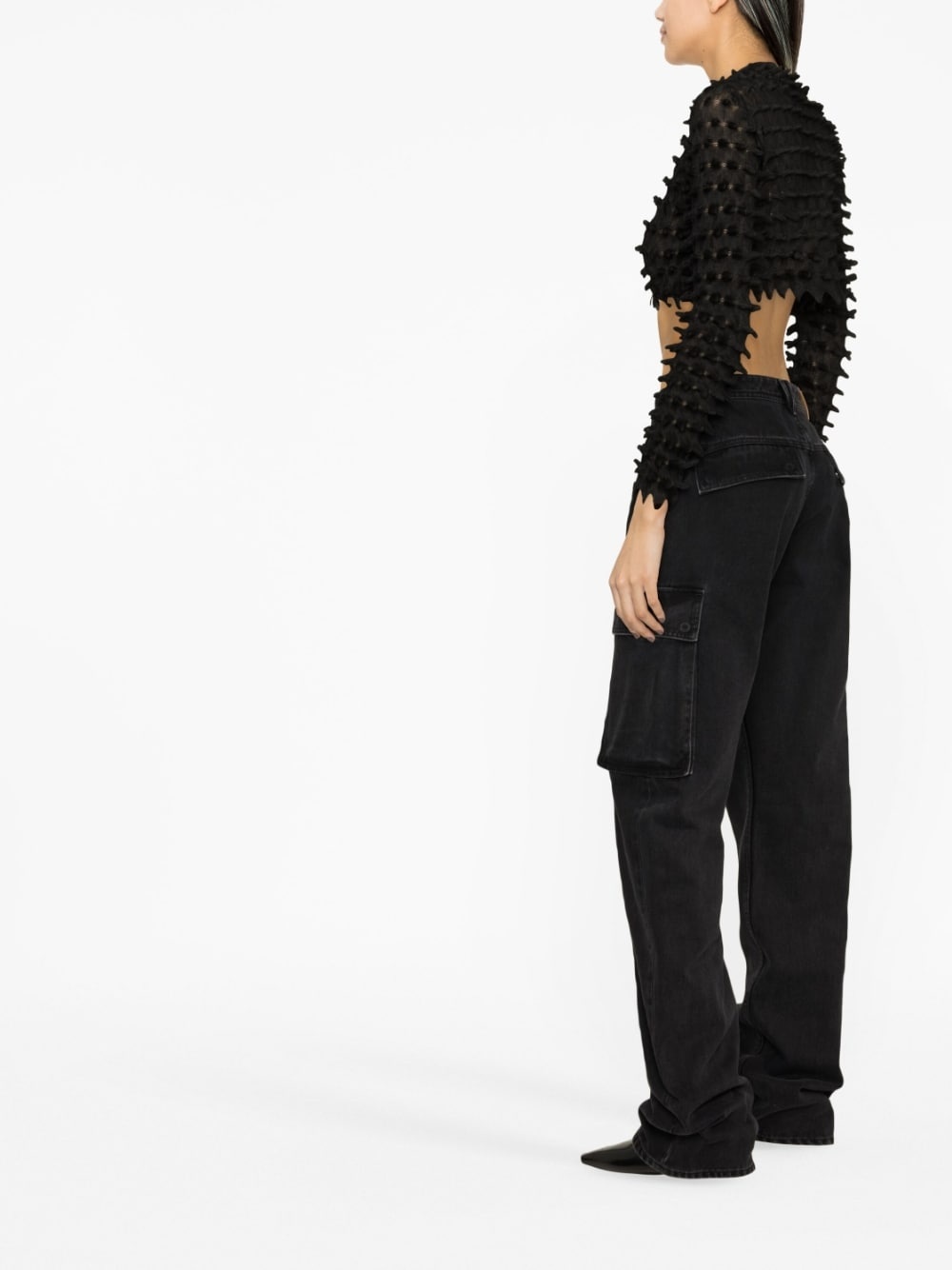 spike-textured cropped cardigan - 4