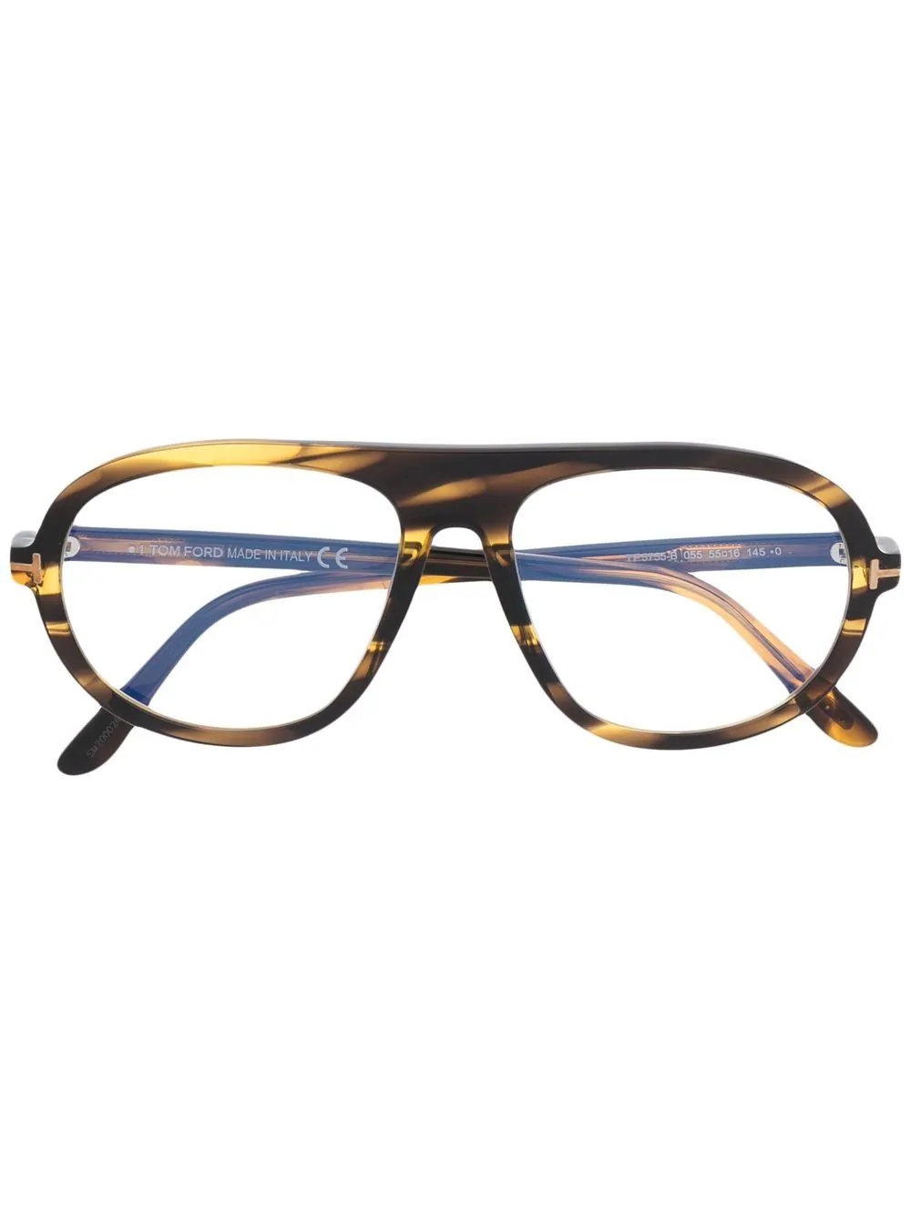 tortoiseshell-effect aviator-frame glasses - 1