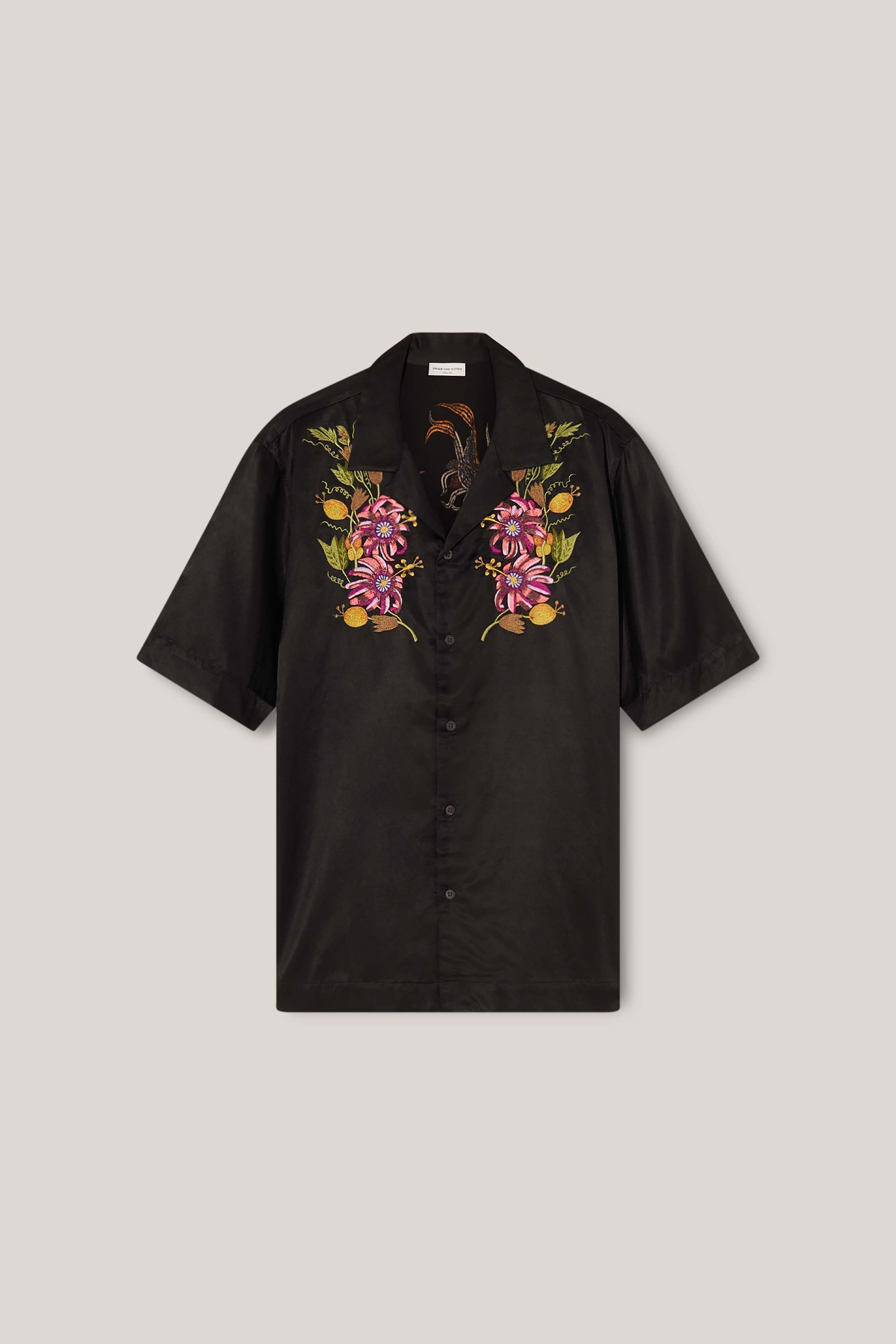 Black Embroidered Viscose Shirt - 5