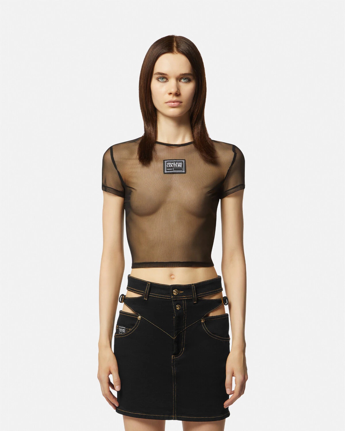 Mesh Piece Number Logo Crop T-Shirt - 3