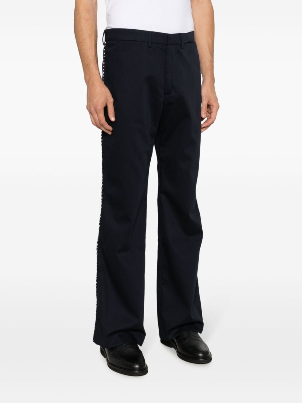 studded cotton bootcut trousers - 3