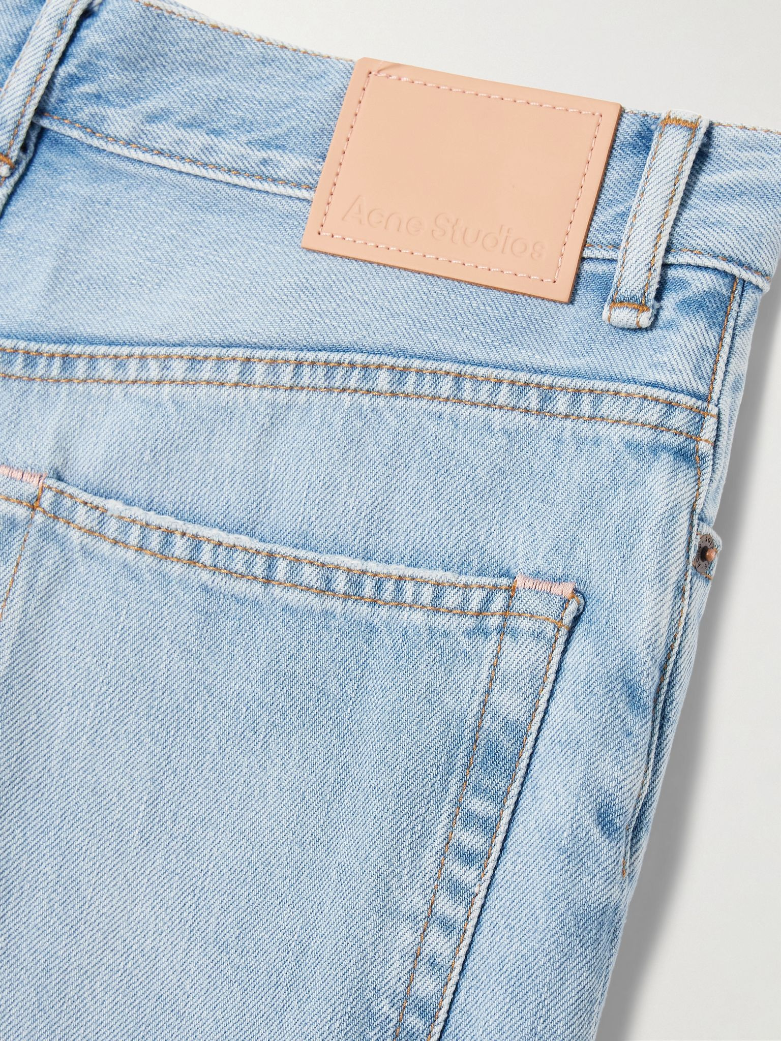 2022 distressed high-rise wide-leg organic jeans Light denim - 6